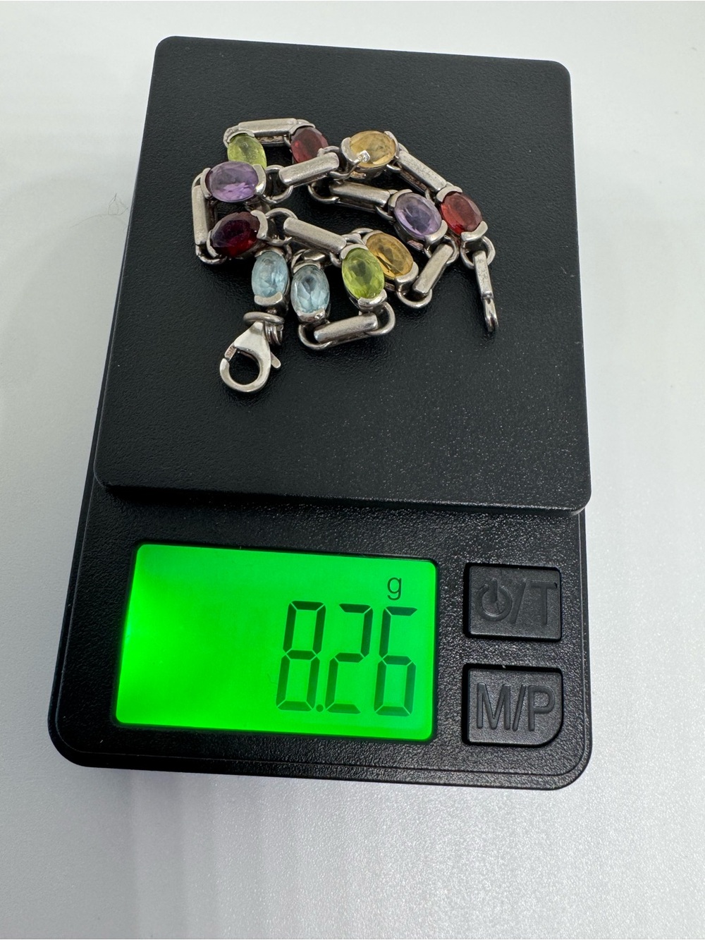 925 Sterling Silver Multi Gemstone Bracelet Topaz Garnet Amethyst 7.25" 8.2g - Picture 10 of 17